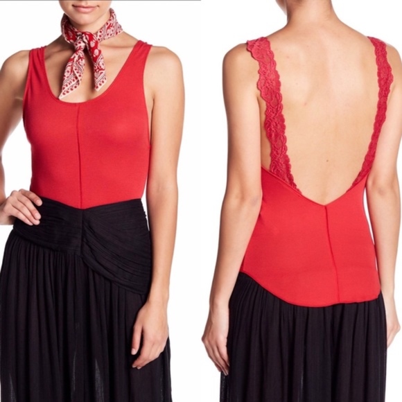 Free People Flipside Red Lace Tank Top - Picture 3 of 8